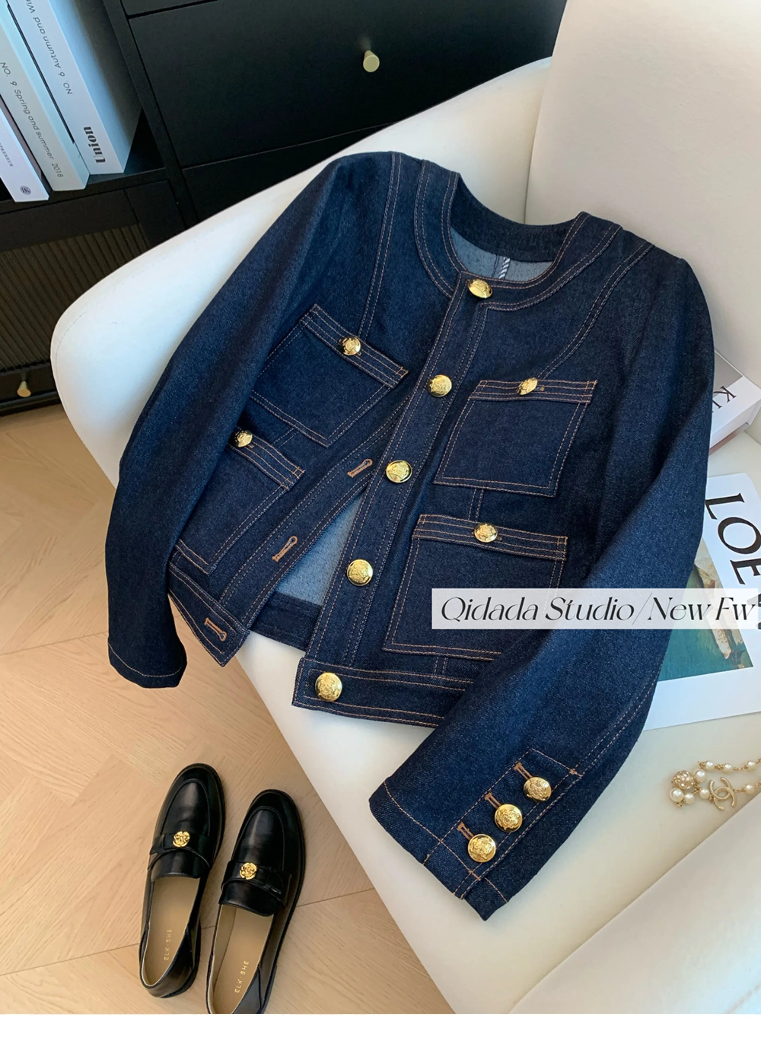 Casual Blue Elegant Denim Jacket