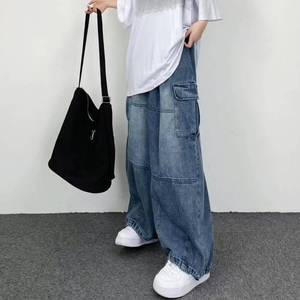 Popular Men Denim Pants Bottoms Baggy Cargo Jeans