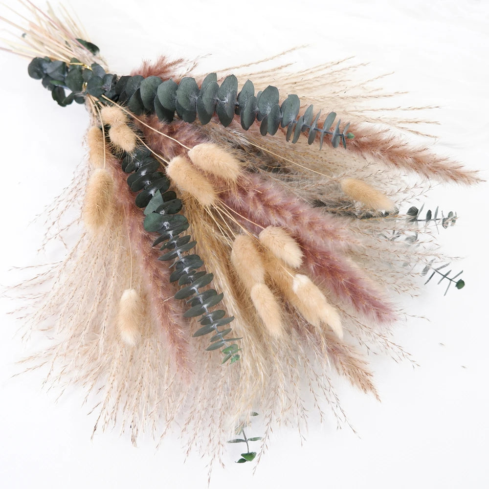 Boho Pampas & Dried Flower Bouquet – 60-Piece Natural Set Minx