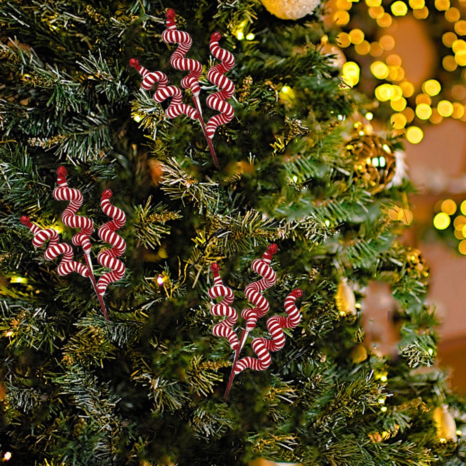 Woolen Bells Curly Pick Christmas Ornament – 35cm Festive Tree Decoration