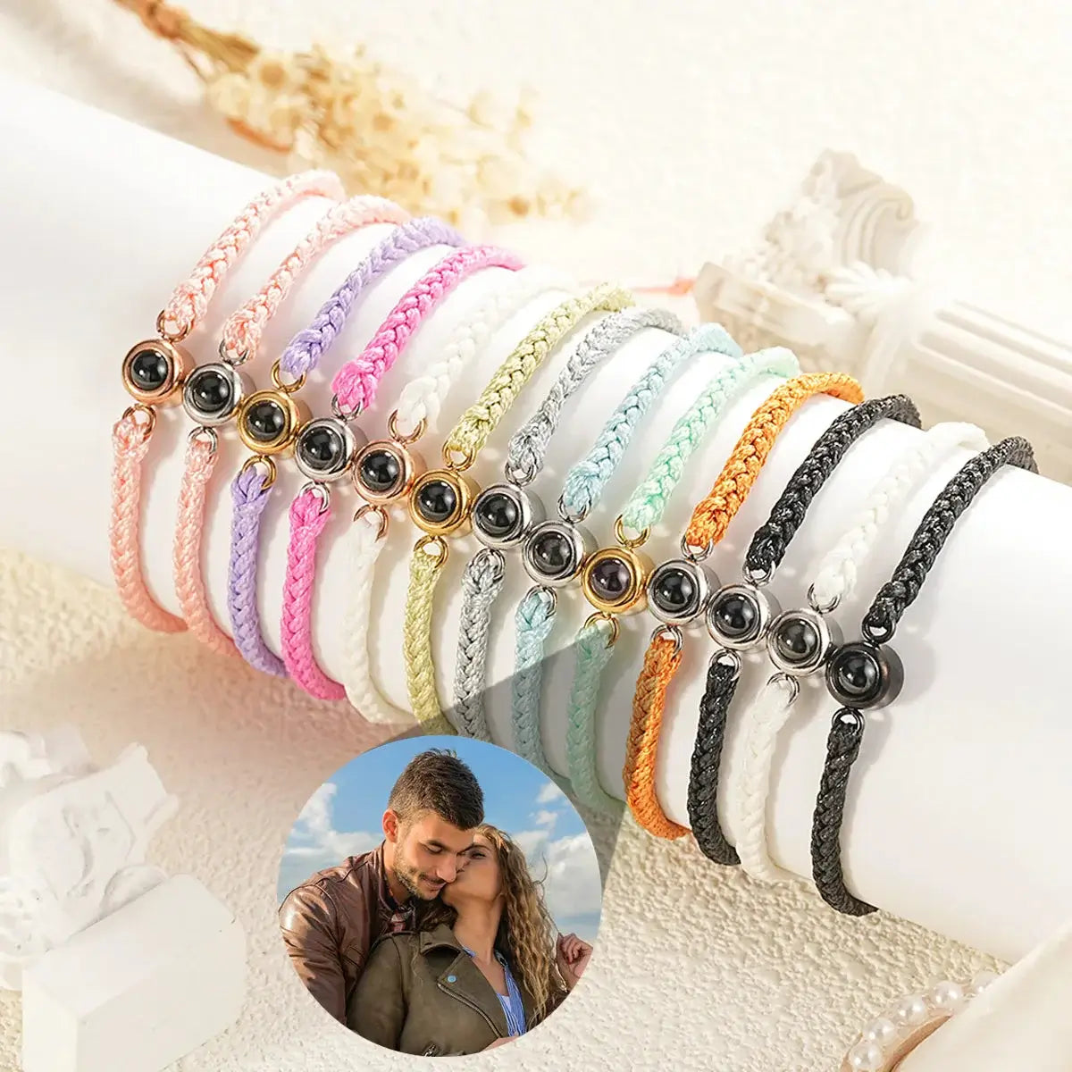 Shopminx Custom Bracelets with Picture inside Style 2 / Gold Beads / United States