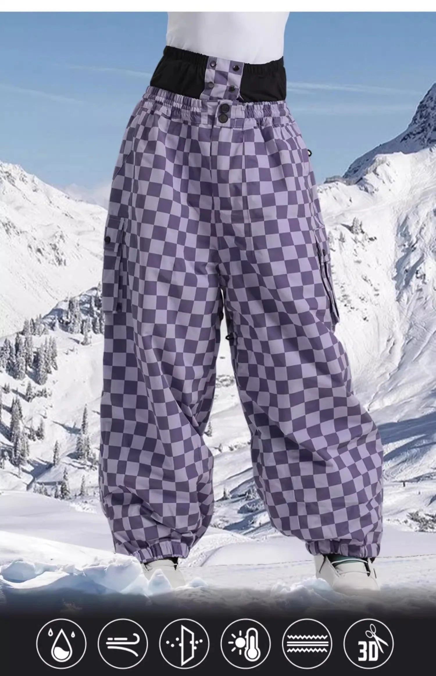 Snow pants for women's large waist protection and ski pants