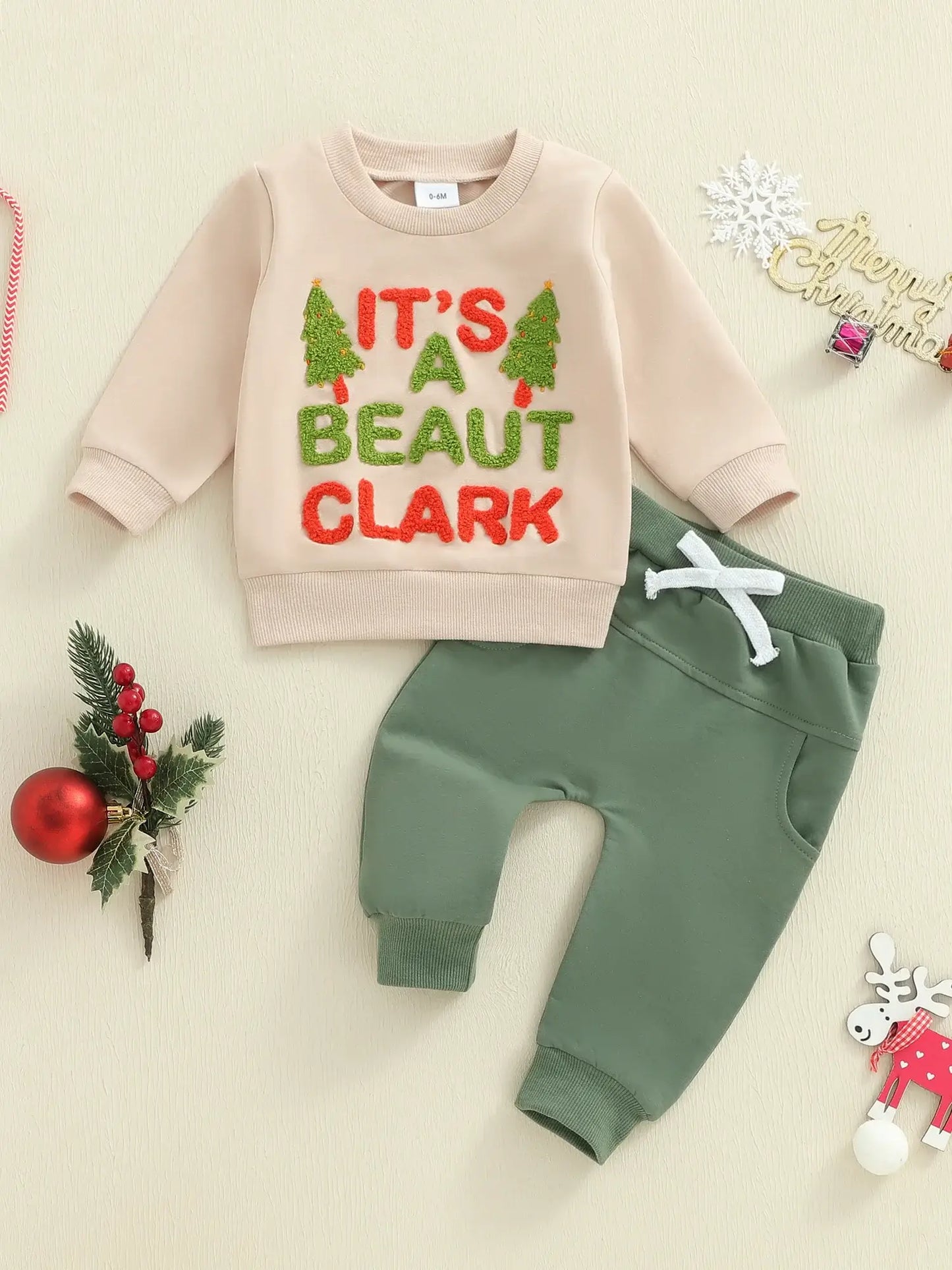 Lioraitiin Toddler Baby Boy Christmas Outfit Beige / 24M / United States