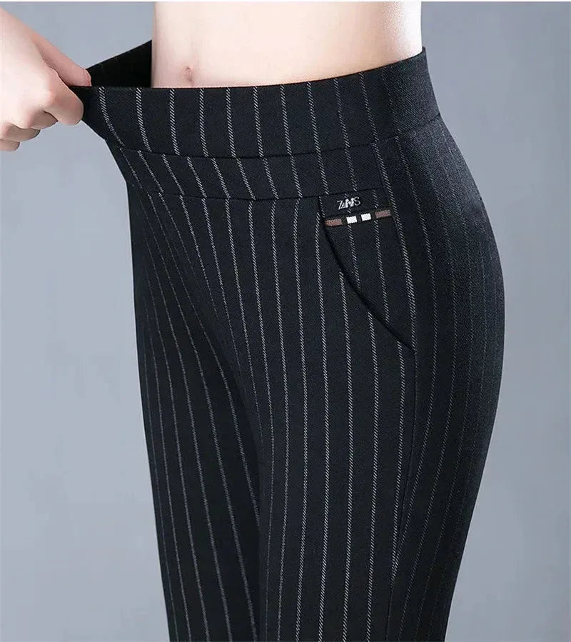Elastic Waist Casual Straight Pants Black / M