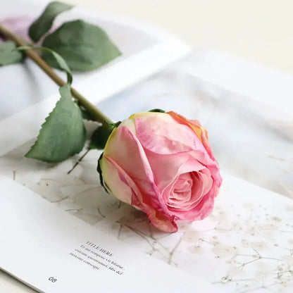 Artificial Burnt Edge Rose Buds Wedding Milky white / 1pcs