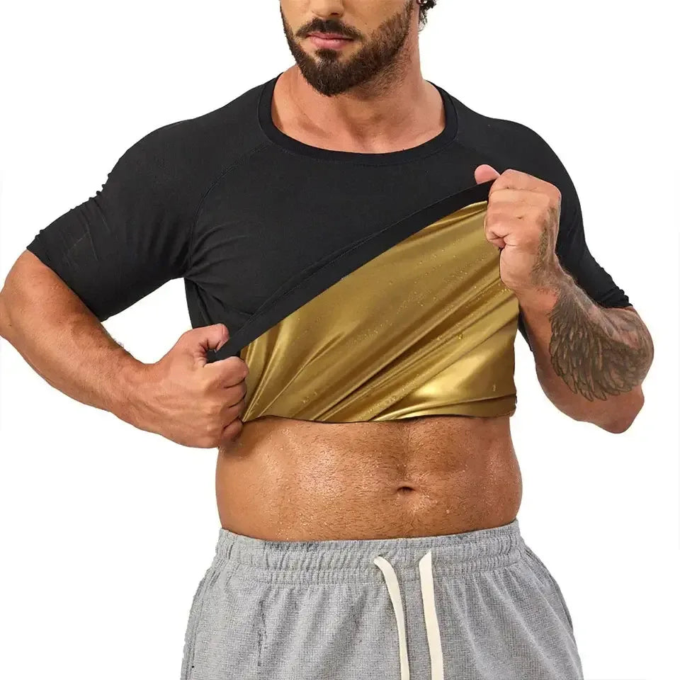 Men Sauna Sweat Vest Heat Trapping Compression Shirts Golden / S / United States