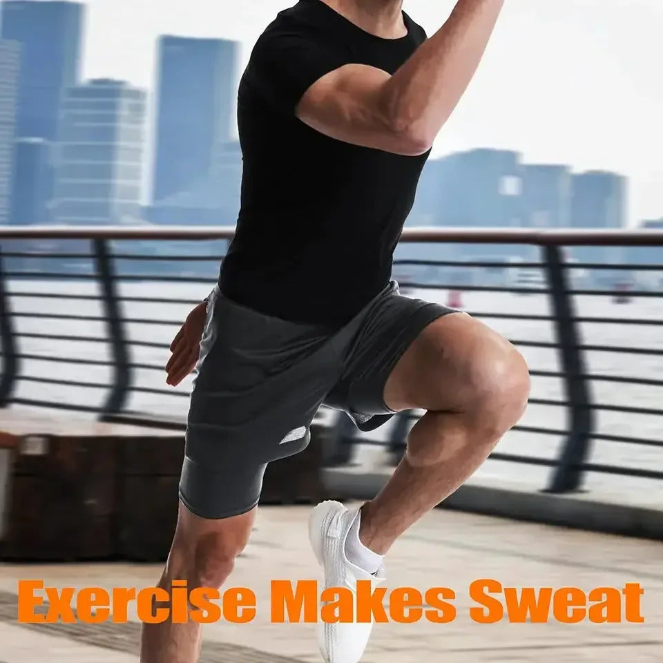 Men Sauna Sweat Vest Heat Trapping Compression Shirts Blue / S / United States