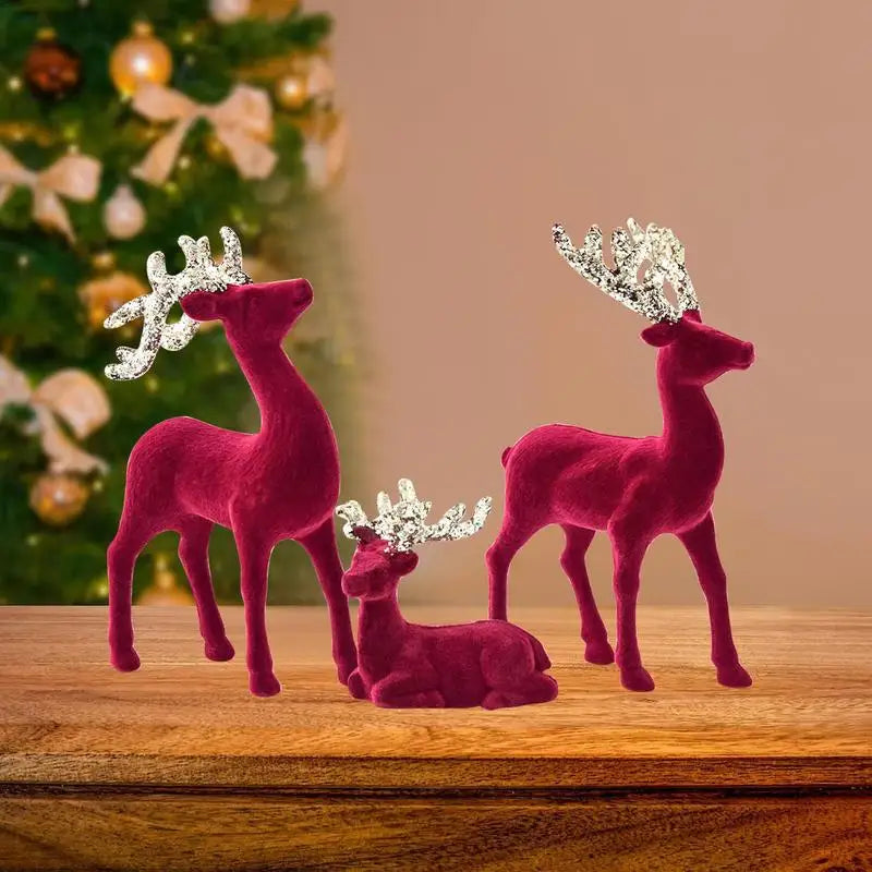 3PCS Reindeer Christmas Figurines – Festive Elk Decorations