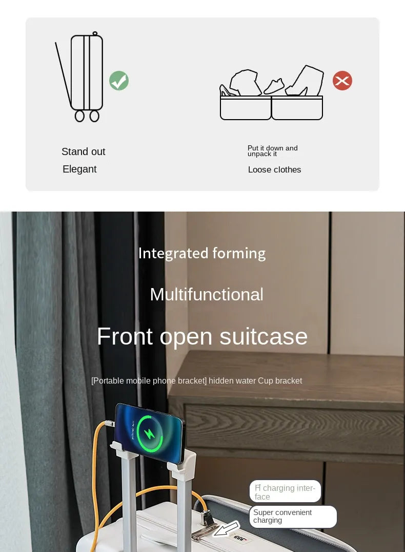 Multifunctional Password Lock Travel Suitcases with Wheels