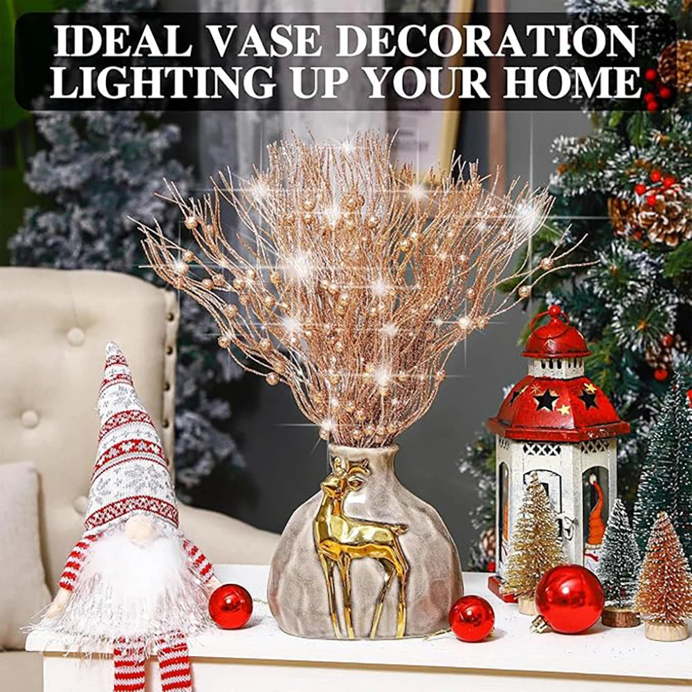 Glitter Foam Berry Christmas Bouquet – 5Pcs Festive Holiday Floral Decor