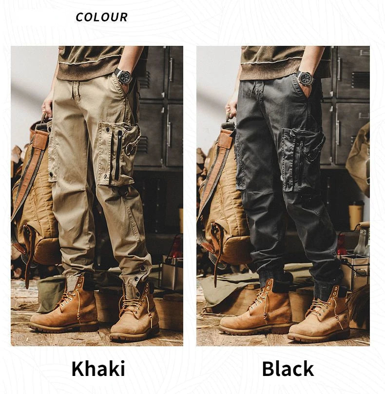 Mens Cargo Pants Multi Pocket Khaki Trousers