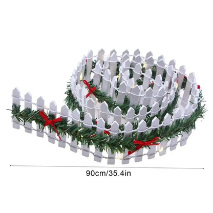 LED Wooden Christmas Tree Fence – Mini Picket Garden & Holiday Decoration White / United States