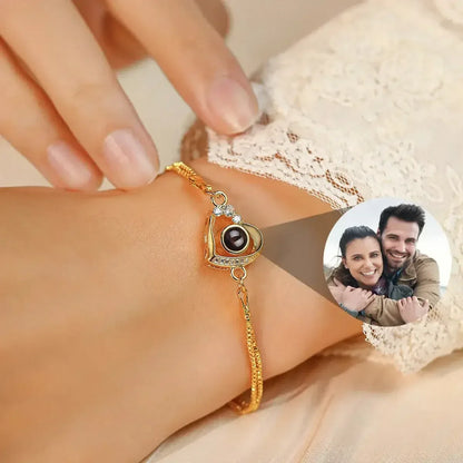 18K Gold Personalized Projection Bracelet Custom Photo Love Bracelet for Women SILVER PLATED / 16CM / United States