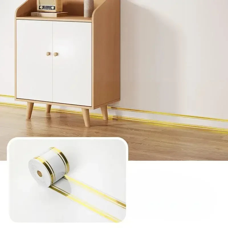 5m Self-Adhesive Foam Skirting Board Wall Sticker United States / white gold
