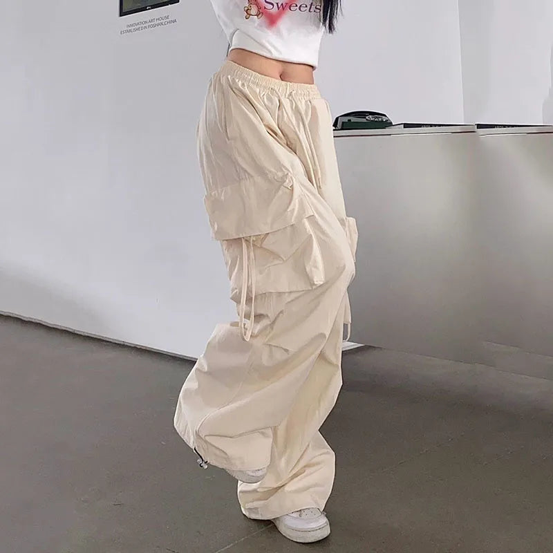 Cargo Pants Women Harajuku Hip Hop Big Pockets Wide Leg Trousers