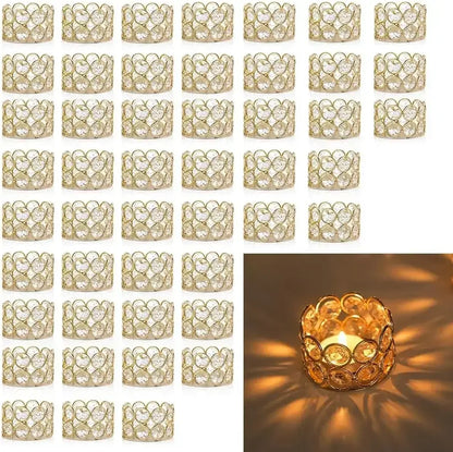 Gold Crystal Tea Light Candle Holders (48PCS) United States / Golden / 48pcs