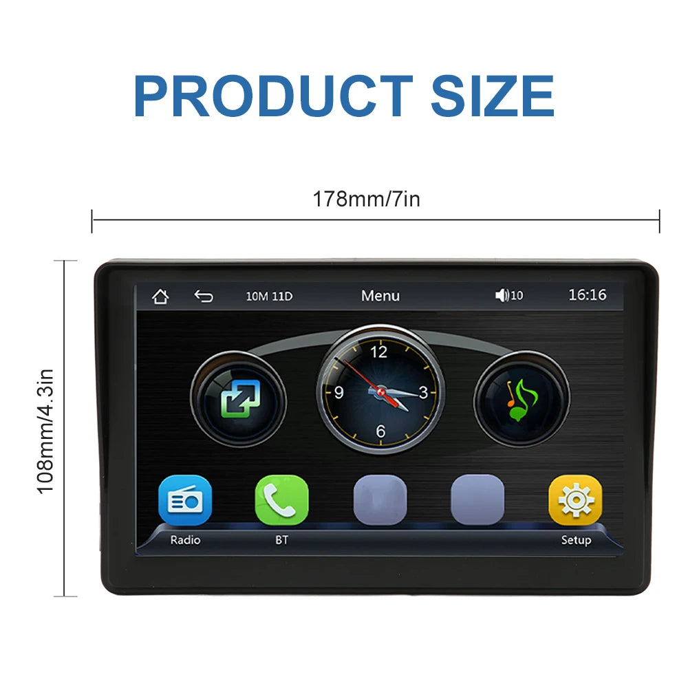 Universal 7" Touch Screen Wireless Apple Carplay