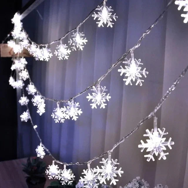 Snowflake String Fairy Lights – 10 LED Christmas Garland for Tree & Home Décor