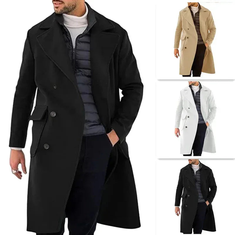Winter Coat Men's Vintage Long Sleeve black / M