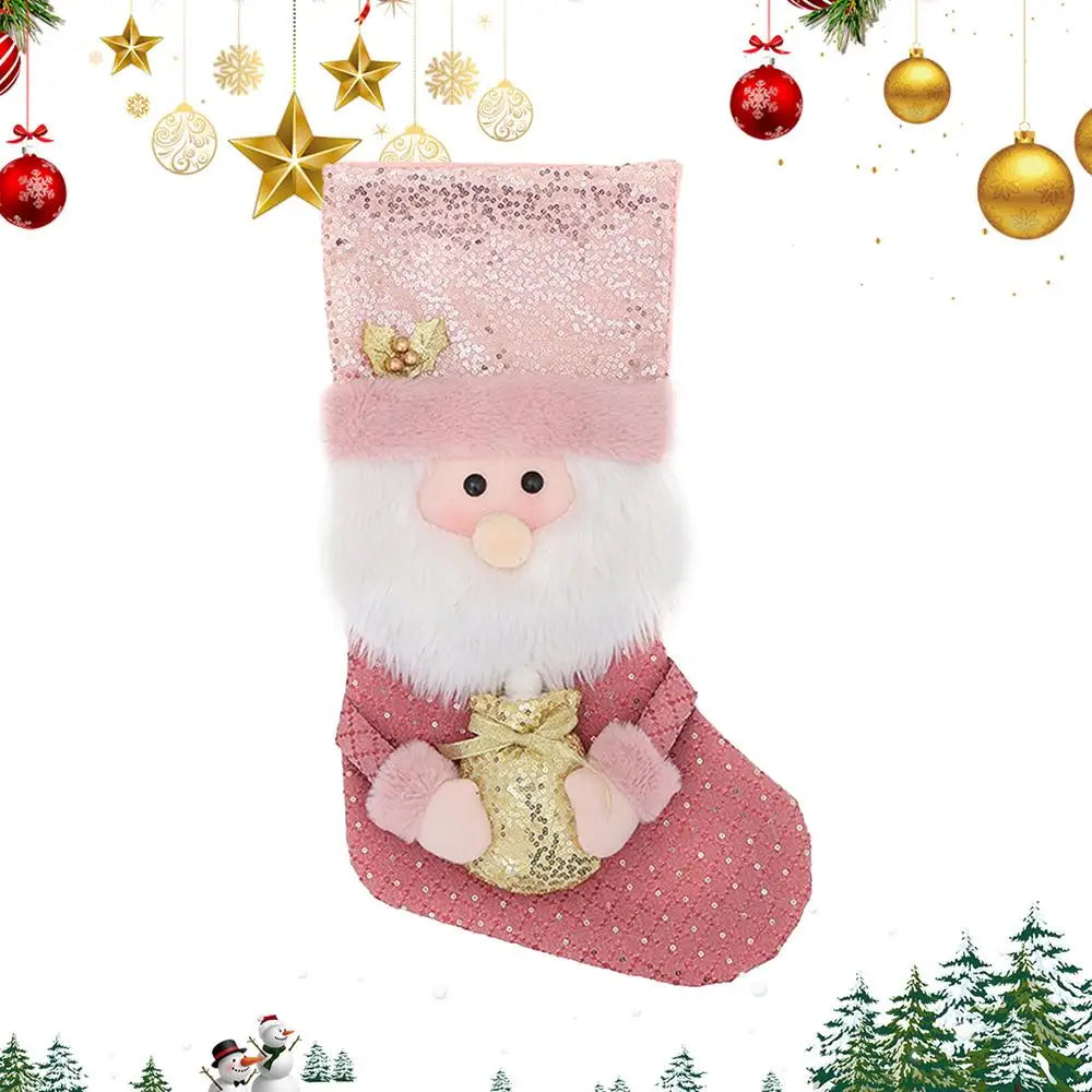 Pink Sequin Christmas Stockings