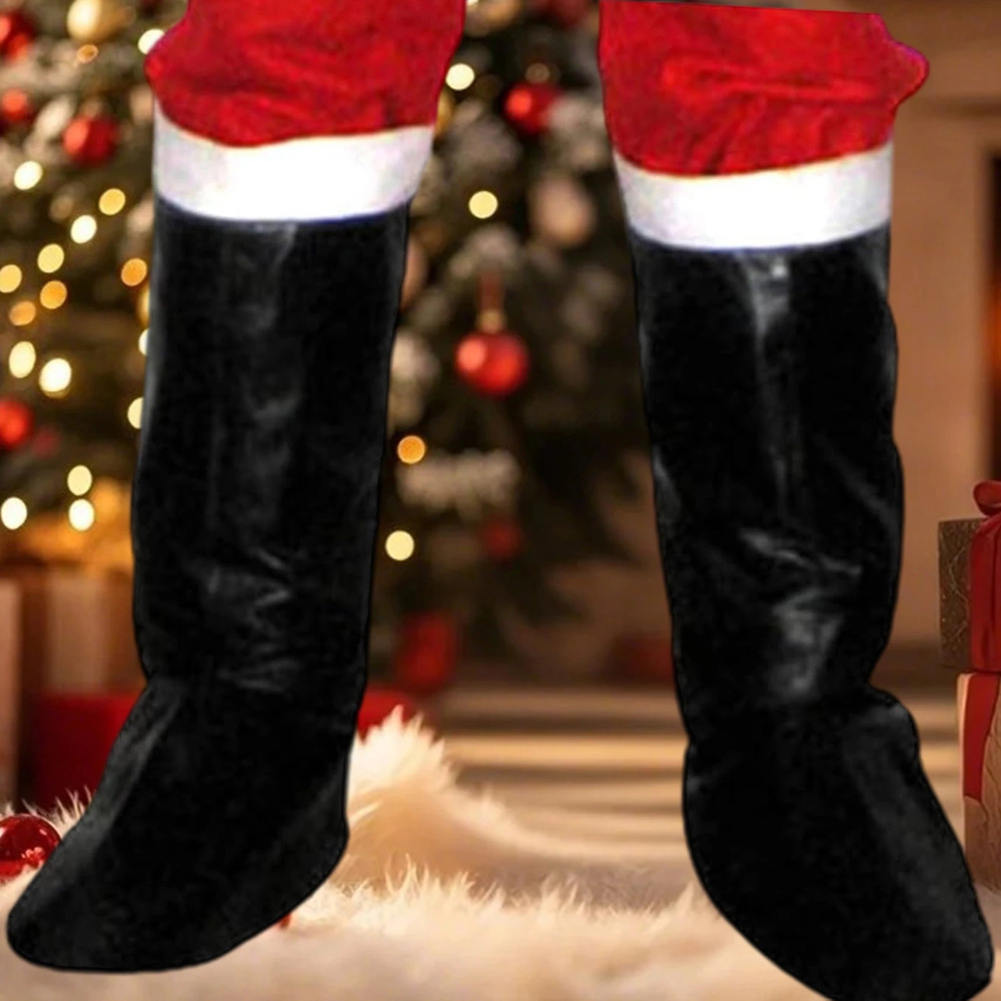 Christmas Santa Claus Costume Set with Sock Shoes & Boot Covers