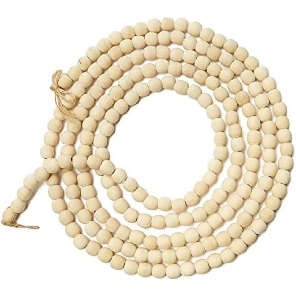 9FT Rustic Wood Bead Garland for Farmhouse Christmas Decor