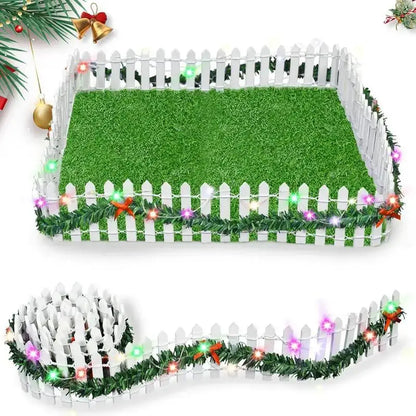 LED Wooden Christmas Tree Fence – Mini Picket Garden & Holiday Decoration Coffee / United States