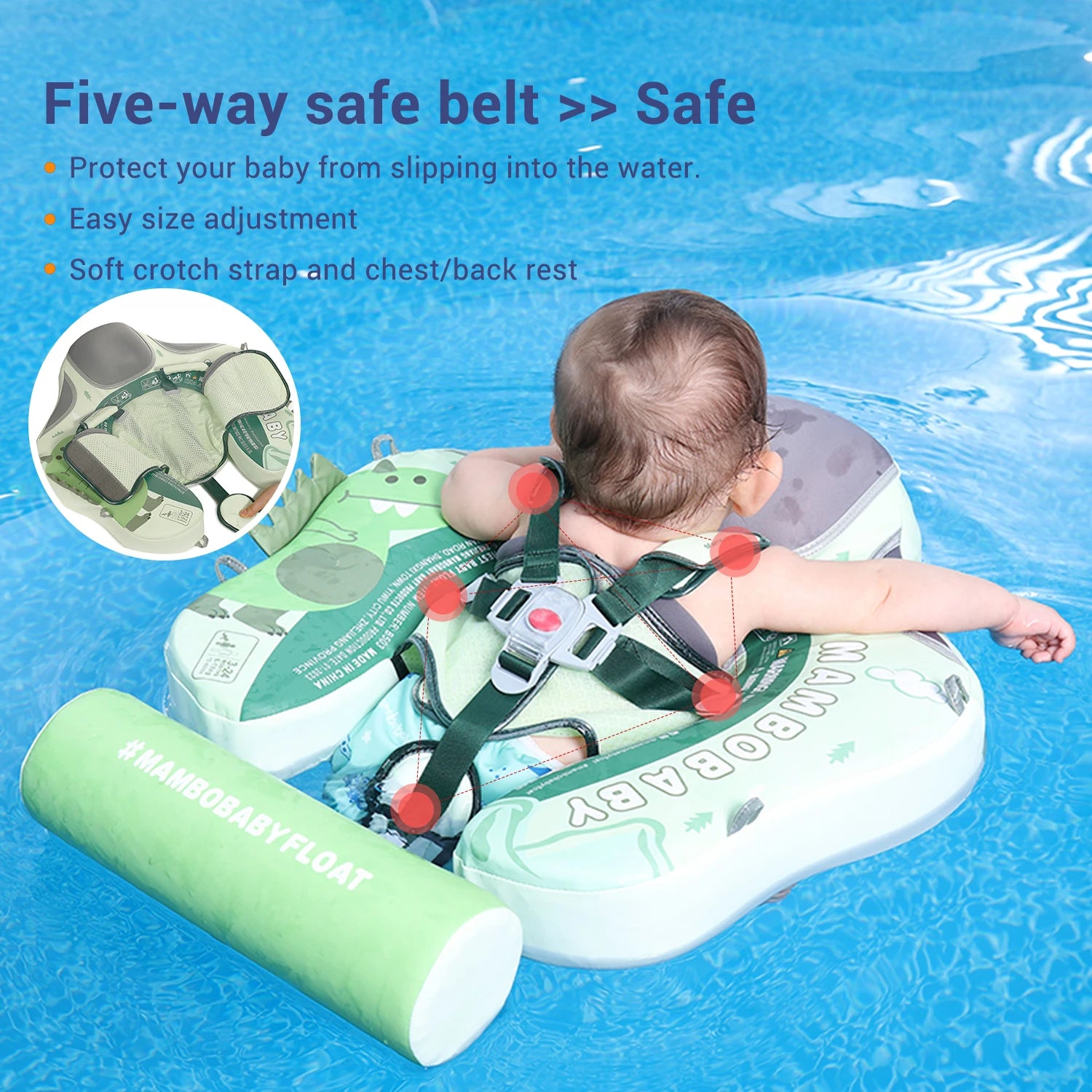 Non-Inflatable Baby Float with Canopy Waist Swimming Chest