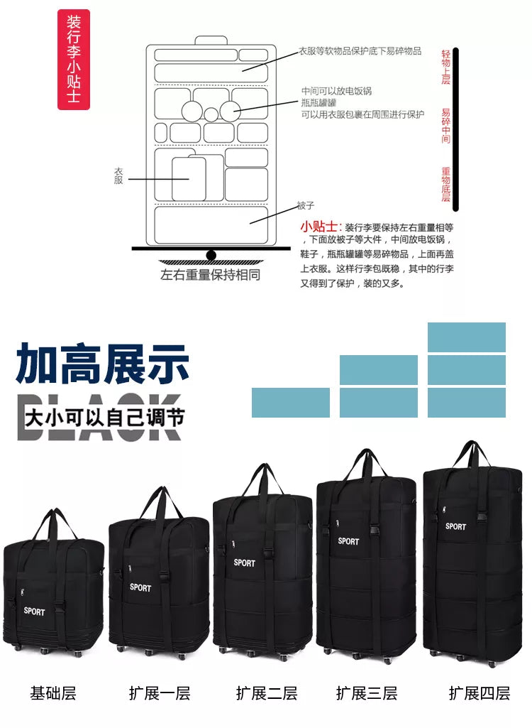 Foldable Luggage Moving Storage Bag Rolling Packing Cubes