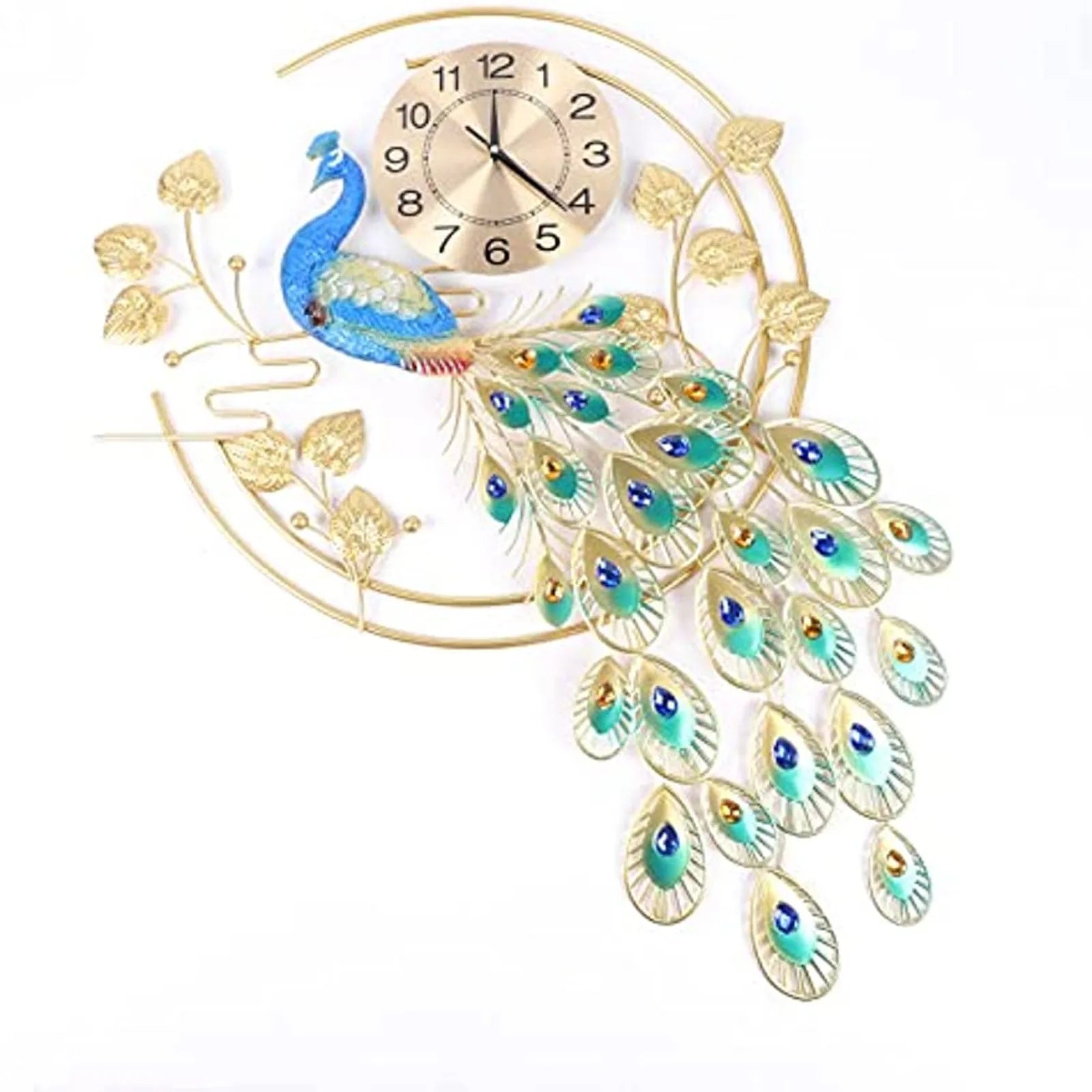 Peacock-Shaped Metal Wall Clock (Silent Sweep Movement)