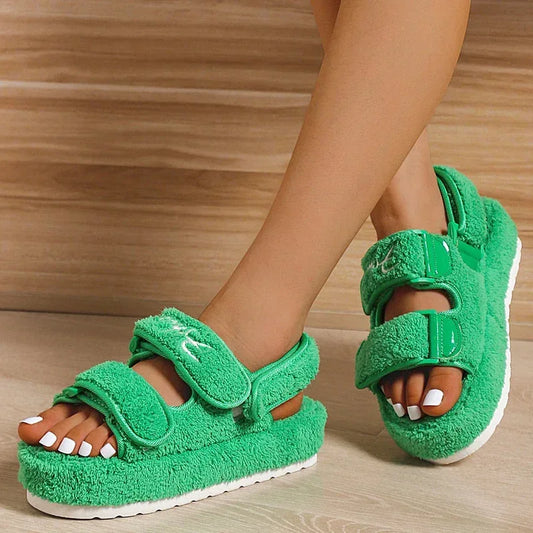 Casual Thick Bottom Women Sandals Green/Orange/Black/Blue blue / 6