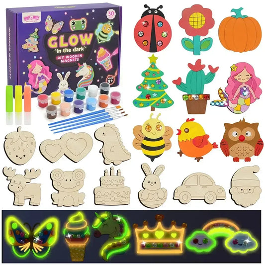 DIY Glow-in-the-Dark Wooden Magnet Craft Kit for Kids United States