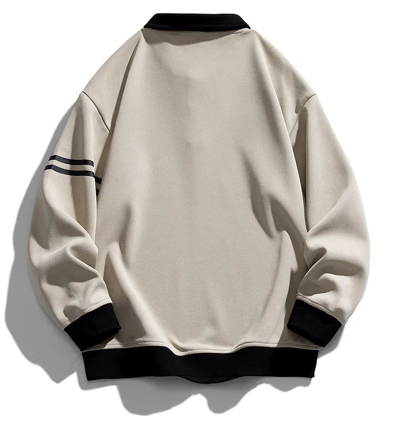 Men Oversized Contrasting Colors Lapel Sweatshirt
