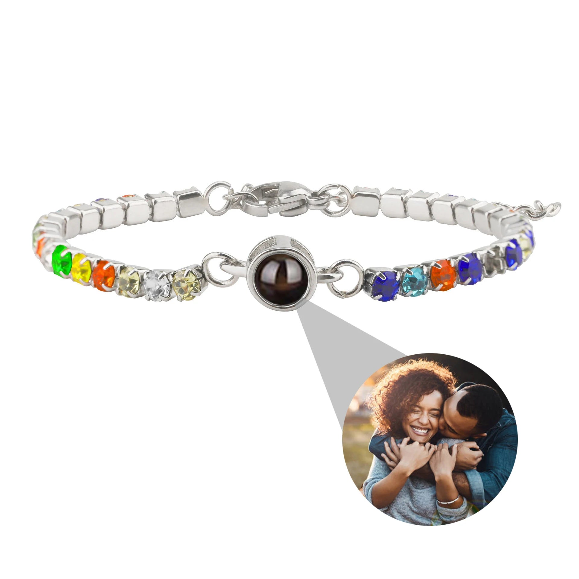 Custom Projection Photo Bracelet – personalized Zircon Chain Memory Jewelry for Women & Men