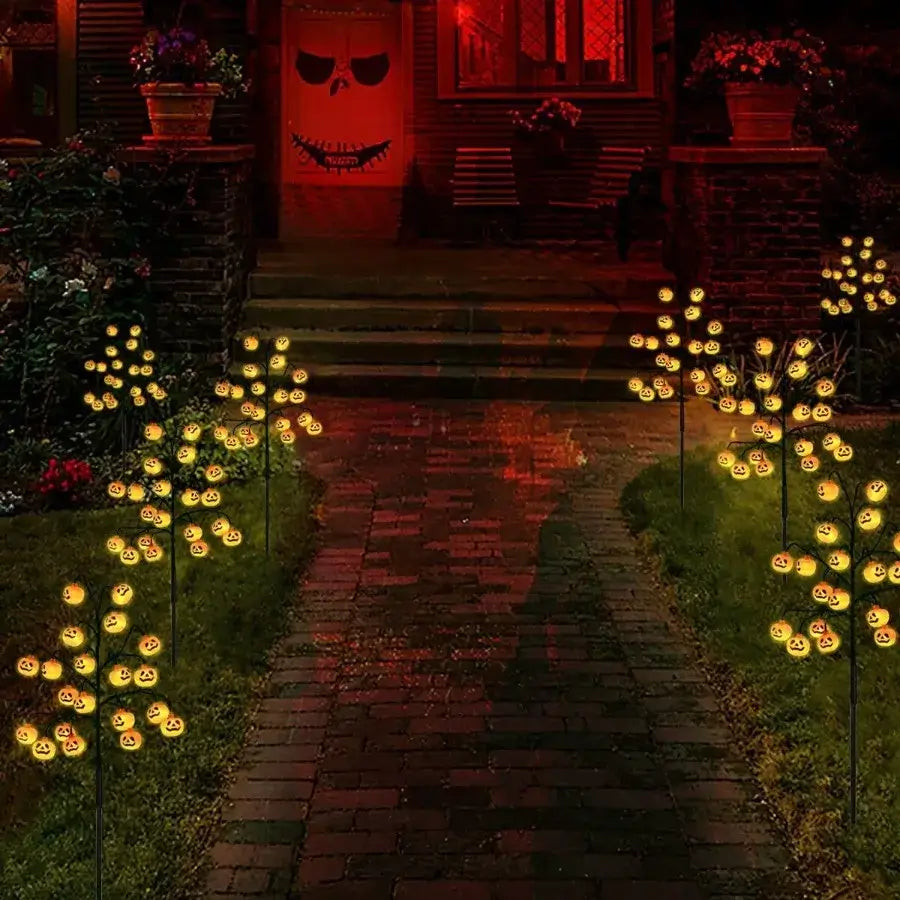 4-Pack Solar Pumpkin Stake Lights with 80 LEDs