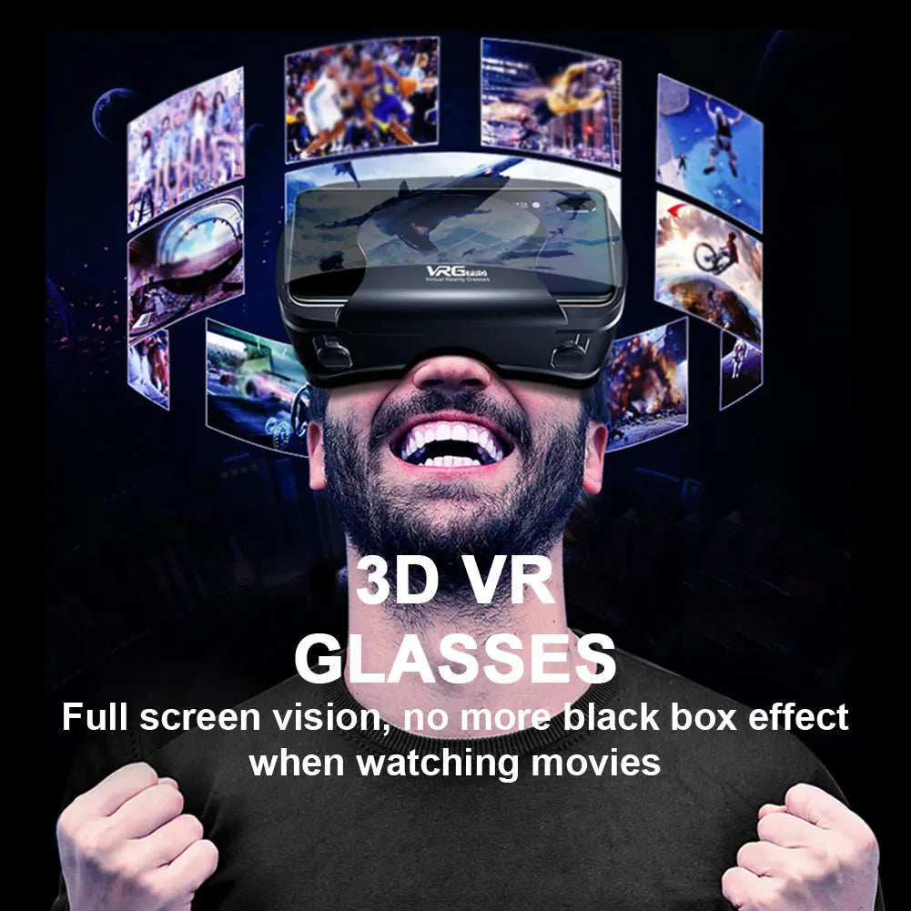 VRG Pro 3D VR Headset with Adjustable Lenses – Immersive Smart Glasses for 3.5–7” Smartphone