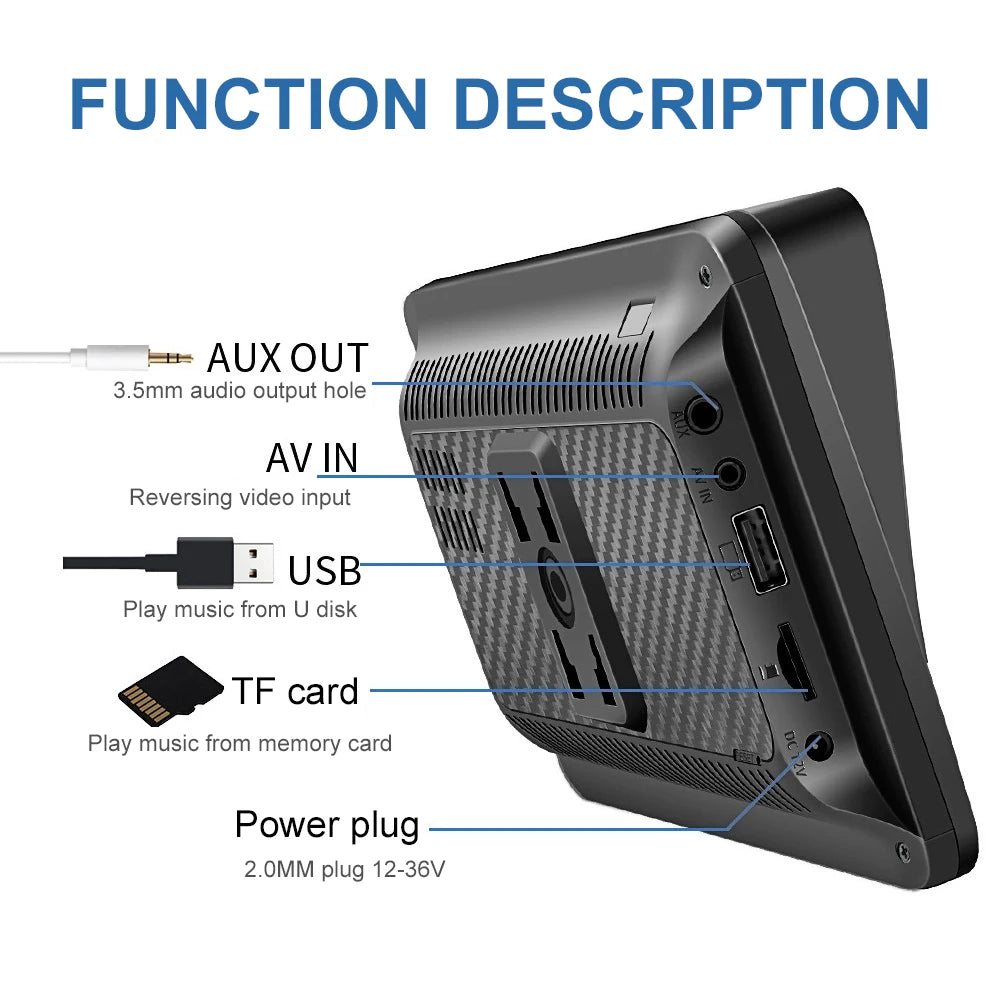 Universal 7" Touch Screen Wireless Apple Carplay