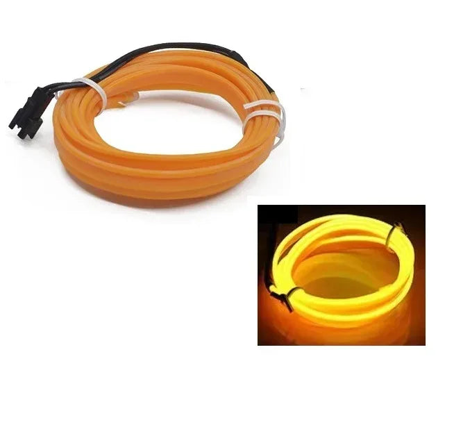 Neon LED Light Glow EL Wire String Strip Rope Yellow strip / 3m