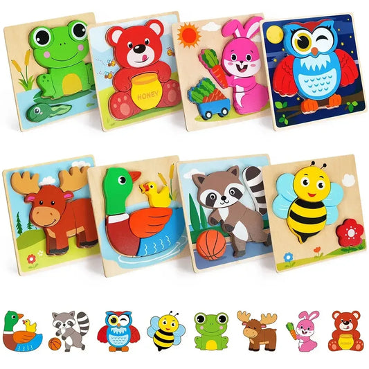 8-Pack Animal Wooden Puzzle Set for Toddlers United States
