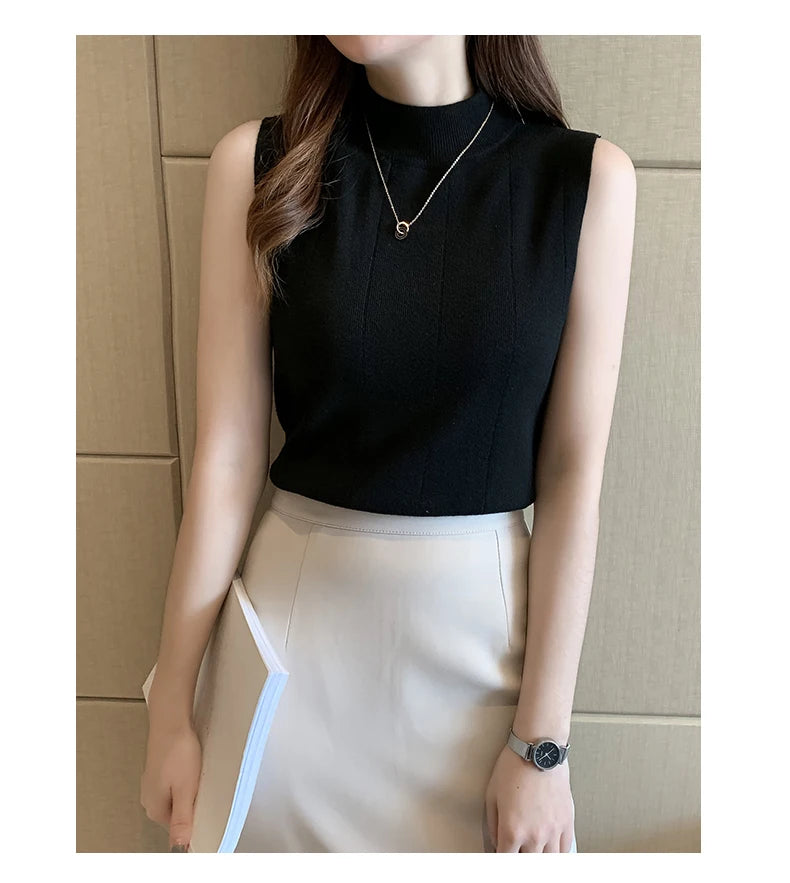 Sleeveless Knitted Blouse Shirt