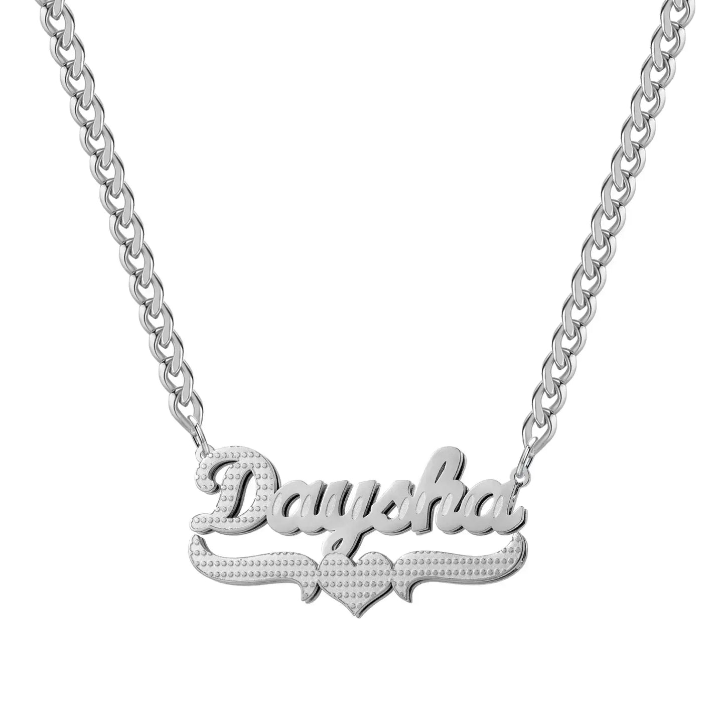 Double Plated Coustom Luxury Set Jewelry Unique Name Necklace Bracelet Silver-Set / United States