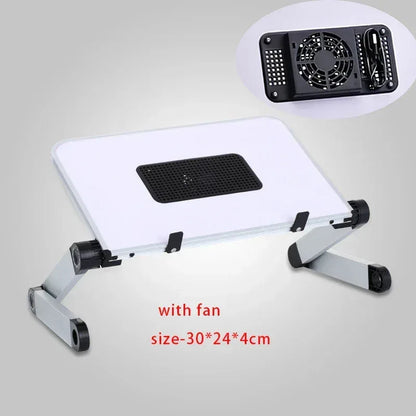 Adjustable Folding Laptop Desk White(with fan)-L