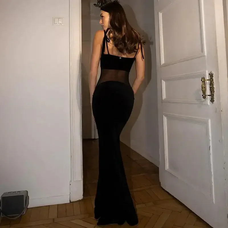 Sleeveless Long Dress Black / L