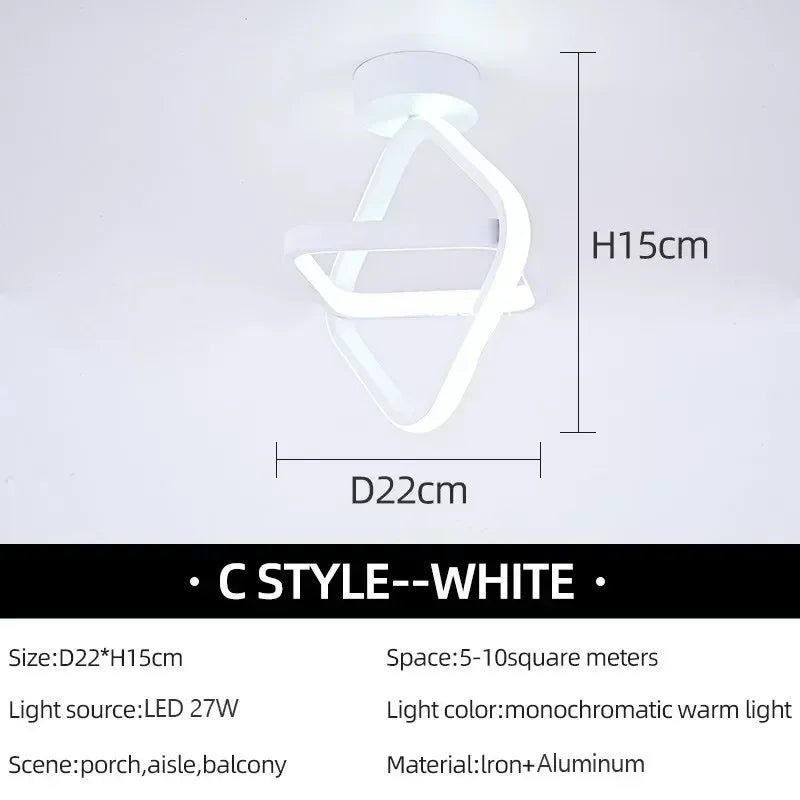 Modern LED Aisle Ceiling Lights B-Black / Cool white