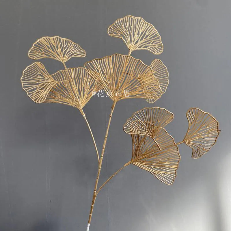 Artificial Gold Ginkgo Eucalyptus Holly Home Decor Crafts