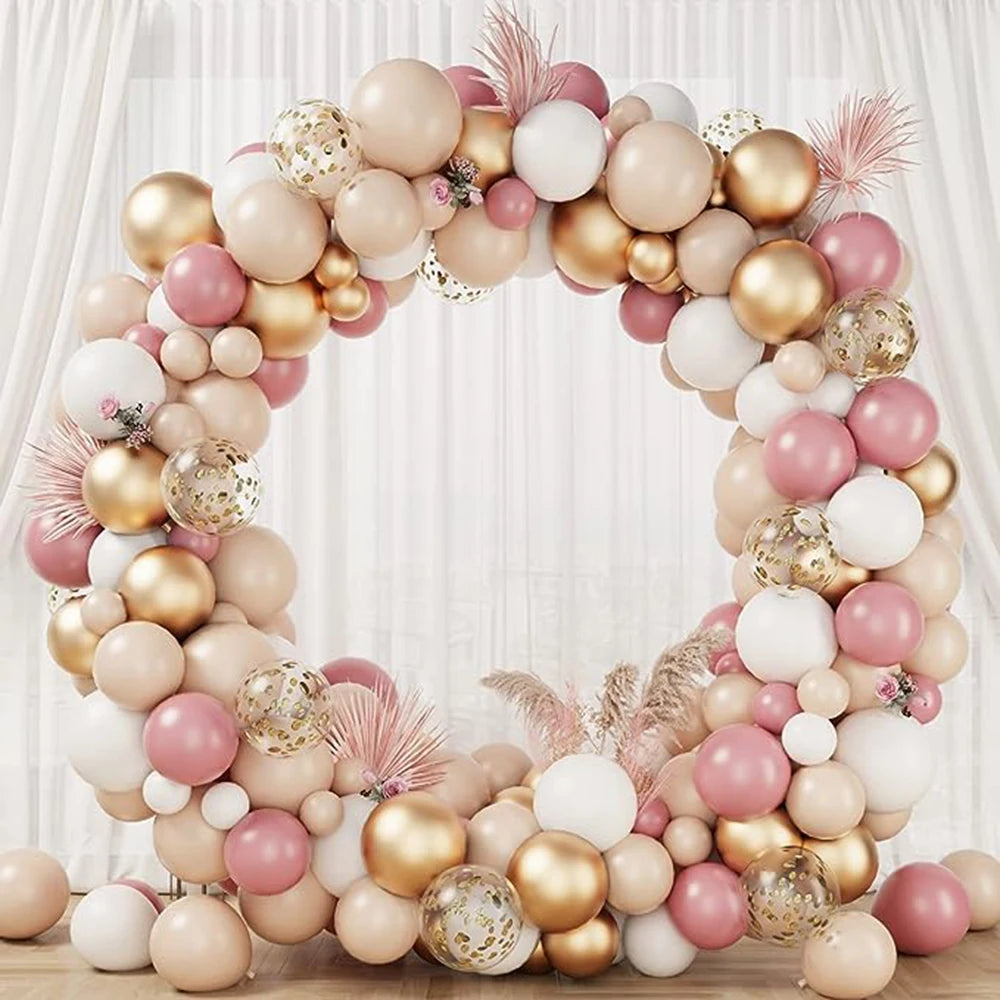 Wedding Balloon Garland Arch Kit White Gold Confetti Latex Balloons