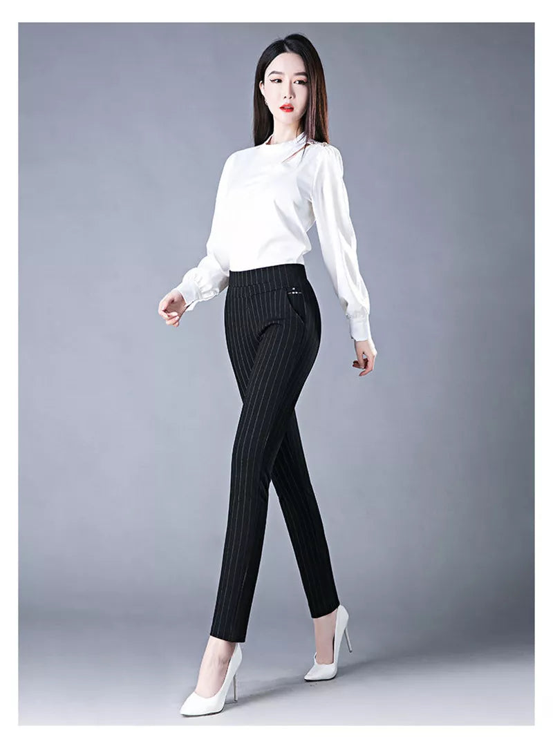 Elastic Waist Casual Straight Pants