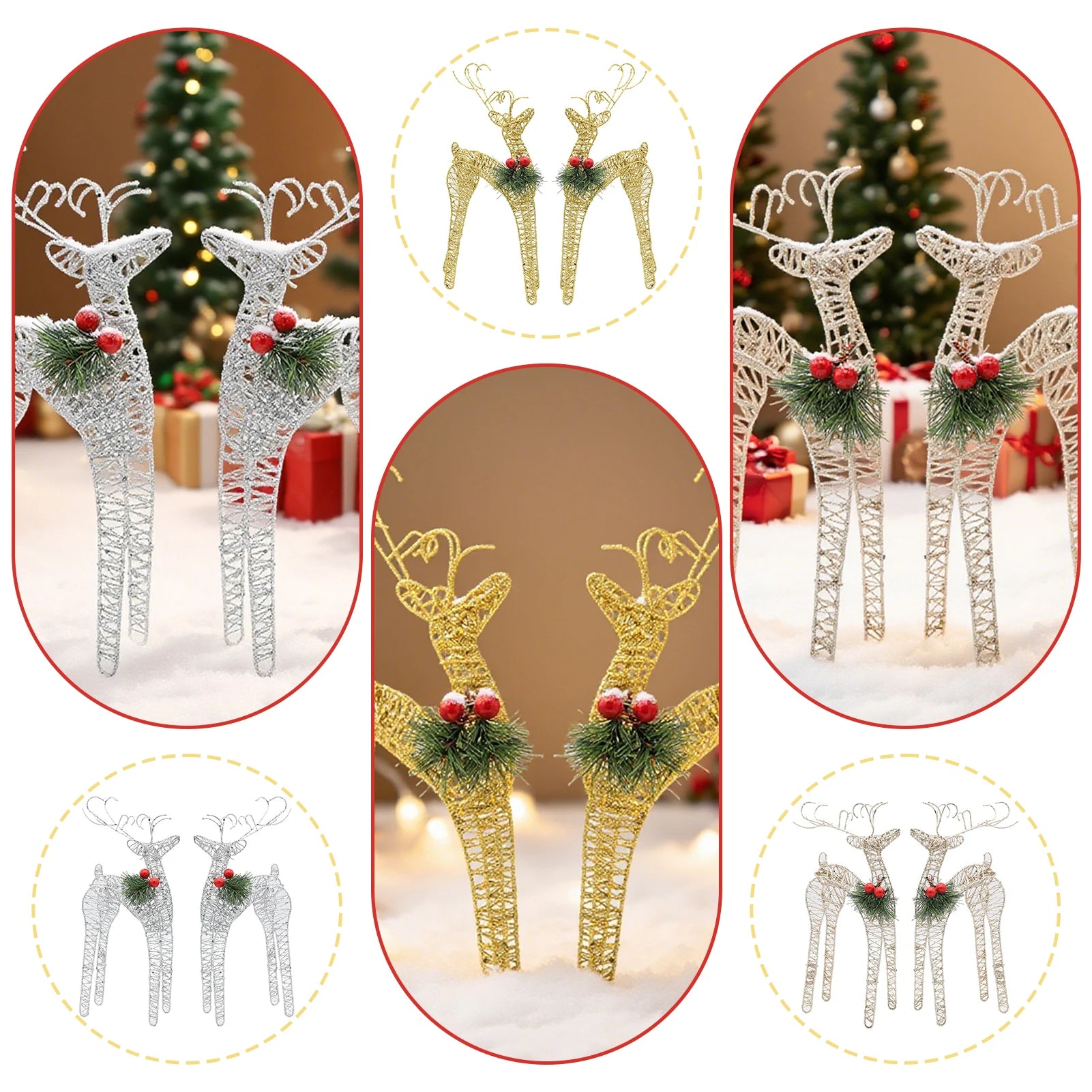 Christmas Gift Iron Art Deer Ornament Set