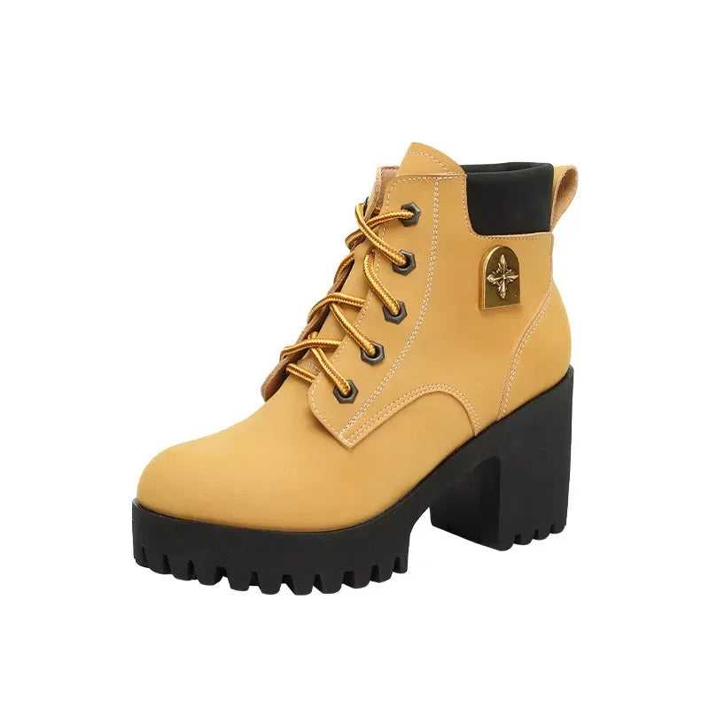 Women's Block High Heels Ankle Boots