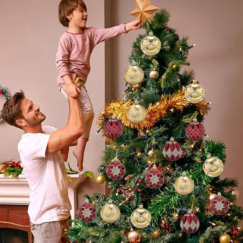 16PCS Painted Christmas Tree Balls – Colorful Holiday Ornaments